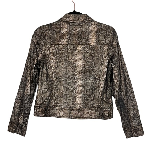 JONES NEW YORK Metallic Snakeskin Print Denim Style Jacket Size PS - Picture 2 of 8